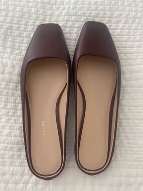 NWOT Burgundy Leather Square-Toe Flats